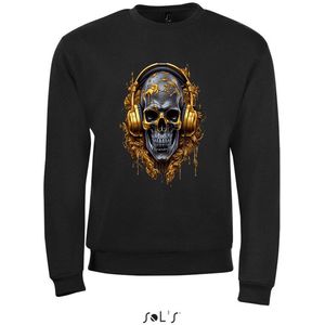 Sweatshirt 2-140 Skull gold Headphone - 4xL