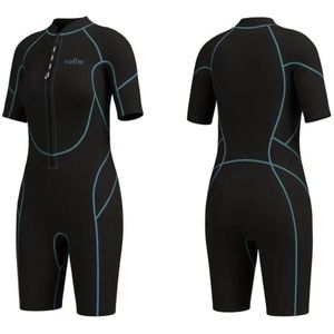 Bovista Wetsuit Dames - Swimsuit - Shorty - Surfpak - Duikpak - Lange Mouw - Zwemsuit - Zwart - XS