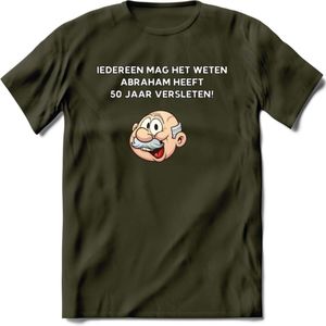 Iedereen mag het weten T-Shirt | Grappig Abraham 50 Jaar Verjaardag Kleding Cadeau | Dames – Heren - Leger Groen - XXL