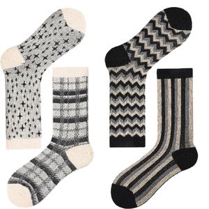 Dames sokken set zwart, beige & grijs - 4 paar Warme winter sokken Maat 35/38