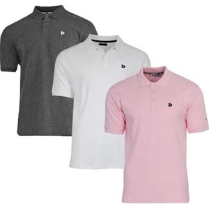 3-Pack Donnay - Polo (Noah) - Sportpolo - Heren - Charcoal/White/Shadow pink (579) - maat M
