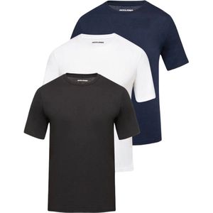 Jack & Jones 3-pack heren t-shirts - Men Tee - casual heren shirts - zwart - wit - Navy - Maat L
