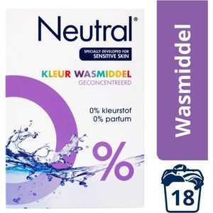 Neutral 0% Kleur Parfumvrij Waspoeder - 18 wasbeurten - 1-188 kg - Wasmiddel - Voordeelverpakking 24 stuks