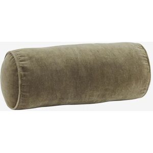 Madam Stoltz - Velvet Bolster Kussen - Groen/Dusty Green - 20x50 cm