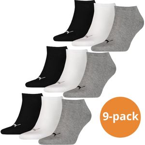 Puma - Sneakersokken Plain - Zwart / Wit / Grijs - 9-pack