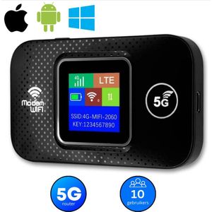 Mifi Router Zwart - Draadloos WiFi - Mifi router - 4G/5G - 10 apparaten - 3000MAH - WiFi Dongle - Wifi Buddy - USB - Wifi in de Auto - 300Mbps
