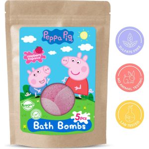 Peppa Pig Bruisballen voor Bad - Bruisballen Kind - Badbom - Bath Bombs - Bruisballen Kinderen - Badballen - Peppa Pig Speelgoed - 5 x 50 g - Frambozengeur - Vegan
