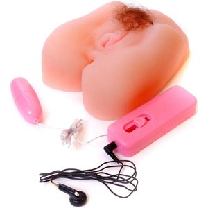 Bossoftoys - Vibrating Hairy Pussy Masturbator - Super Climax - Pussy & Anal - Colour Box - 67-00091 - Dimensions 16 X 14 X 5 Cm - deze poes heeft een heerlijk bos