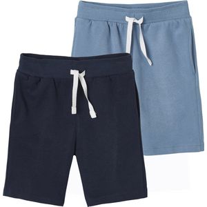 Vertbaudet - Set met 2 jongensbermuda's - Grijs gevlamd - Molton