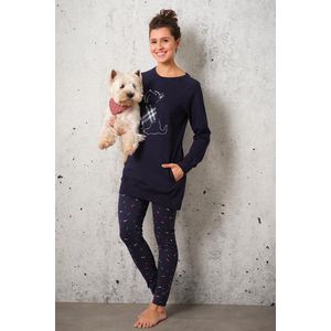 Pyjamabroek Rebelle - hondenbotjesprint - Blauw - Maat 42 -