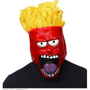 Widmann - Eten & Drinken Kostuum - Zak Patat French Fries Frites Masker - Rood, Geel - Halloween - Verkleedkleding