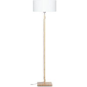 GOOD&MOJO Vloerlamp Fuji - Wit/Bamboe - Ø47cm - Scandinavisch,Bohemian - Staande lampen voor Woonkamer - Slaapkamer