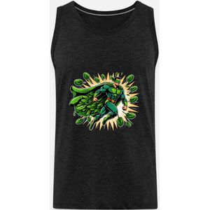 100% biologische donkergrijze tanktop met spinazie-superheld design - maat XL