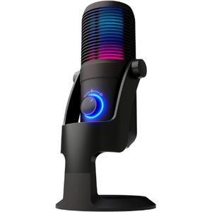Elinvar USB Gaming Microfoon - Cardioïde En Omnidirectioneel - Met Arm En Standaard - RGB-Verlichting - Plug & Play - Compatibel Met PC - Xbox Series - PS4 - PS5 - Mac - Zwart