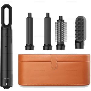 SayKar Föhn Multi Haarstyler - Zwart - Caramel/Bruine doos - 5 In 1 - Krultang - Stijltang - Haarborstel - Haardroger - Föhn - Haar Multi-Styler