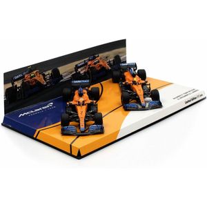 Het 1:43 Diecast-model van de McLaren MCL35L Mercedes M12 EQ Power Seizoen 2021. De coureurs waren D. Ricciardo en L. Norris. De fabrikant van het schaalmodel is Minichamps. Dit model is alleen online verkrijgbaar