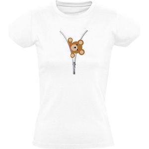 Beer uit rits Dames T-shirt - dieren - knuffel - schattig - cute - humor - grappig