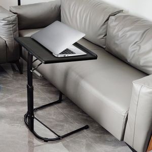 Soulitem Height Adjustable Laptop Table for Bed Sofa, Outdoor Folding Side Table for Hospital Bed, Office, Bedroom, Black