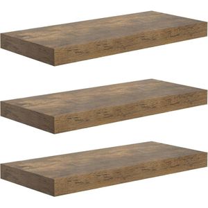 Wandplankenset - Zwevende Planken - Zwart - MDF Hout - 40 cm x 22,9 cm x 3,8 cm - Eenvoudig te monteren - Modern design