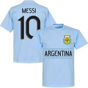 Argentinië Messi 10 Team T-Shirt - Lichtblauw - XS