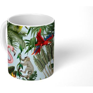 Mok - Koffiemok - Jungle - Dieren - Meisjes - Kinderen - Jongens - Flamingo - Papegaai - Mokken - 350 ML - Beker - Koffiemokken - Theemok