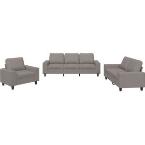 vidaXL - 3-delige - Loungeset - stof - taupe