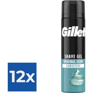 Gillette Gevoelige Huid Scheergel Basic 200 ml - Voordeelverpakking 12 stuks