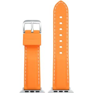 EULIT siliconen horlogeband geschikt voor Apple Watch 38/40/41 maat - Serie 1/2/3/4/5/6/7/8/9/10 + SE - silicon sport smart - 20 mm - oranje - metalen gesp - incl. adapter