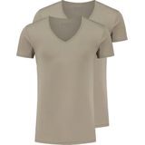 Slater 8940 - Tencel 2-pack T-shirt diepe V-hals korte mouw invisible khaki L