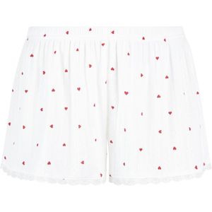 Hunkemöller Dames Nachtmode Pyjama shorts Pointelle - Wit - maat XS