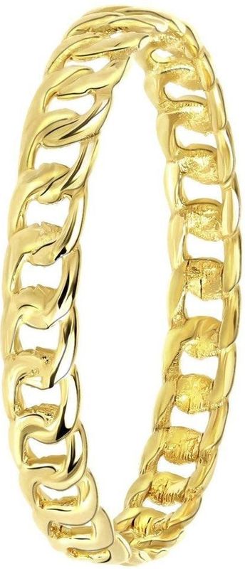 Lucardi - Dames Ring - Geelgoud - 14 Karaat - Gourmetschakel