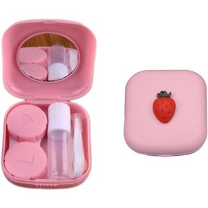 Contact Lens Holder Travel Set for Contact Lenses Box Portable Contact Lens Holder with Mirror, Tweezers and Suction Cup Ideal for on the Go Hygiene Germ-Free Pink, pink, roze