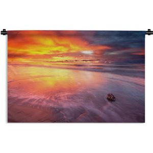 Wandkleed Zonsondergang op het strand - Een rode zonsondergang kleurt de lucht bij het Darwin strand Wandkleed katoen 150x100 cm - Wandtapijt met foto