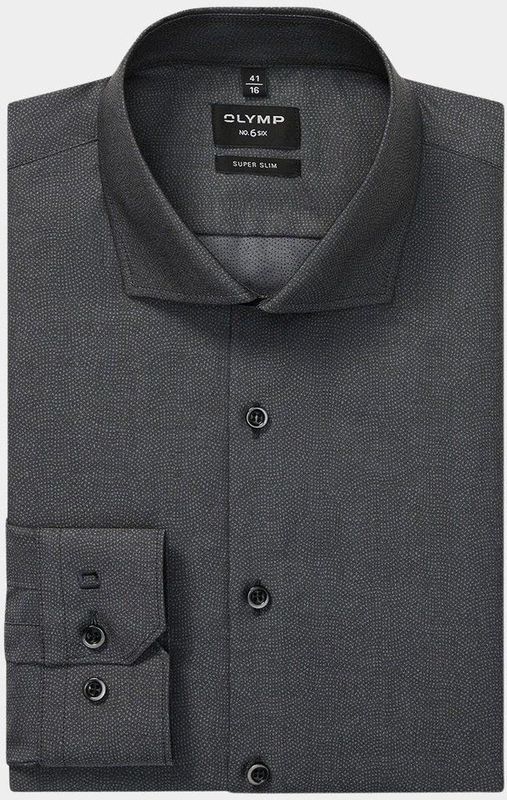 OLYMP No. Six Overhemd, super slim, Royal Kent, Zilvergrijs
