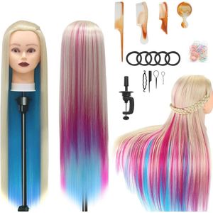 Trainingshoofd 28 inch voor kapsels - 100% synthetisch haar met accessoires