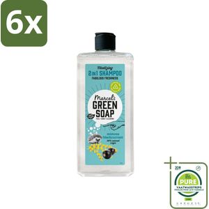 Marcel's Green Soap - Shampoo & Conditioner 2-in-1 - Mimosa & Black Currant - Verzorging in één - 300 ml - Voordeelverpakking - 6 stuks - Haarverzorging - Shampoo conditioner