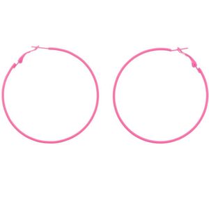 Behave Oorbellen - oorringen - neon - roze - 6 cm