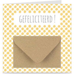Kaart met cadeau envelopje / Verjaardagskaart / Wenskaart | GEFELICITEERD | voor geld of cadeaukaart | geel