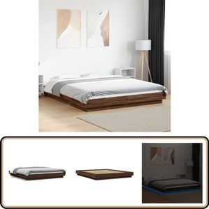 vidaXL Bedframe met LED-verlichting bruin eikenkleurig 150x200 cm