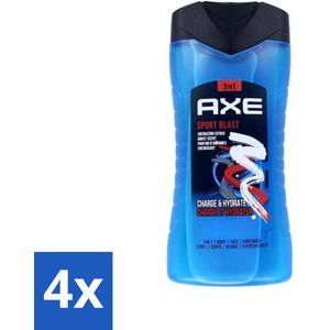 4 x Axe - 3-in-1 Douchegel - Sport Blast - Energizing Citrus - Hydraterend - 250 ml - Douchegel - Axe - Sport Blast - Gehydrateerd - Frisse Geur