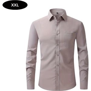 Livano Overhemd Heren - Volwassenen - Lange Mouwen - Strijkvrij - Lange Mouw - Lichtgrijs - Maat XXL