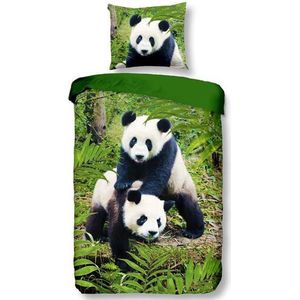 Snoozing Panda's - Dekbedovertrek - Junior - 120x150 cm + 1 kussensloop 60x70 cm - Multi kleur