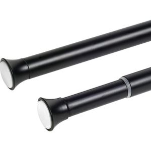Gordijnroede, uittrekbaar, telescoopstang, gordijn, douchegordijnstang zonder boren, Ø 19/22 mm, zwart (1 stuk, 140-250 cm)