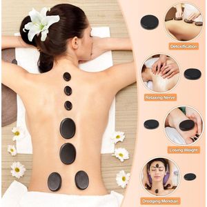 Hot Stone Massage Set met Elektrische verwarming- 20 Stuks - Professionele Massageset - Verlichting Van Spanning En Spierpijnmassage - Wellness thuis - massage - Cadeauset