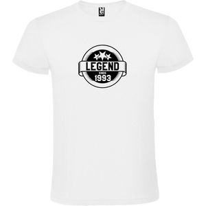 Wit T-Shirt met “Legend sinds 1993 “ Afbeelding Zwart Size XXXL