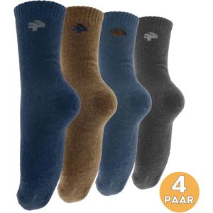 VOLQU® Sokken - WOTO Series - 4 Paar - Maat 39 42 - Merino Wol Sokken Mix Met Angora Wol - Sokken Heren - Sokken Dames - Huissokken - Warme Sokken Heren - Warme Sokken Dames - Cadeau Voor Vrouw en Man - Donkerblauw | Beige | Lichtblauw | Grijs