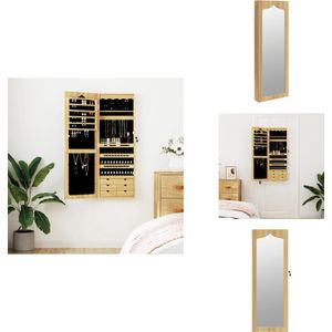 vidaXL Spiegel Sieradenkast - Spiegel Sieradenkasten - Sieraden Organiser - Sieraden Opberger - Sieradenkast met spiegel wandgemonteerd 37,5x10x106 cm