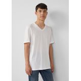 s.Oliver - Shirt - Wit - V-hals - Kwartmouw - Normale Pasvorm