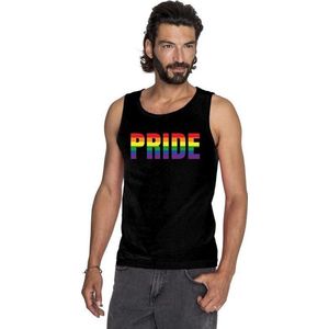 Pride regenboog tekst singlet shirt/ tanktop zwart heren - LGBT/ Homo shirts XXL