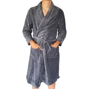 HL Tricot - Heren badjas/kamerjas - Maat XXL - Mannen - GRIJS -